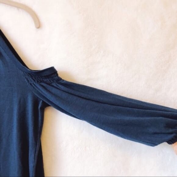 LOFT Blue Smocked Cold Shoulder Top - Picture 6 of 7